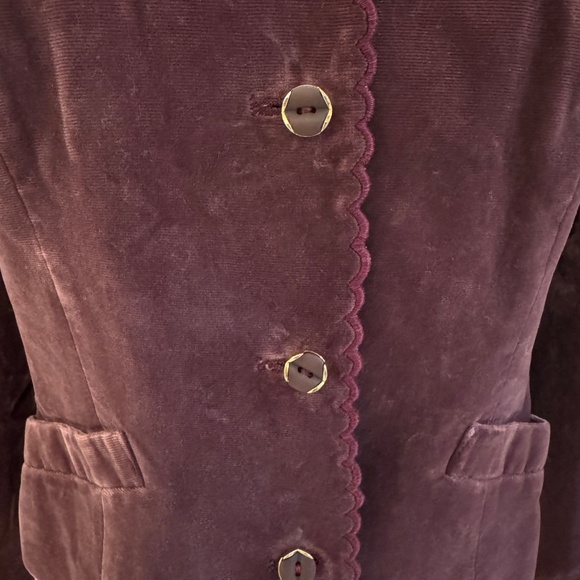 VINTAGE HARRODS BLAZER | TAILORED | VELVET | SCALLOP DETAIL | PETER PAN COLLAR - Picture 6 of 11